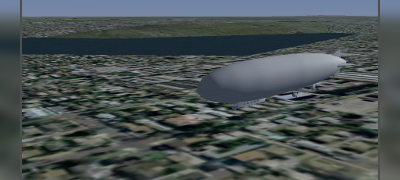 Screenshot aus FlightGear: LZ 121 Nordstern über Flensburg